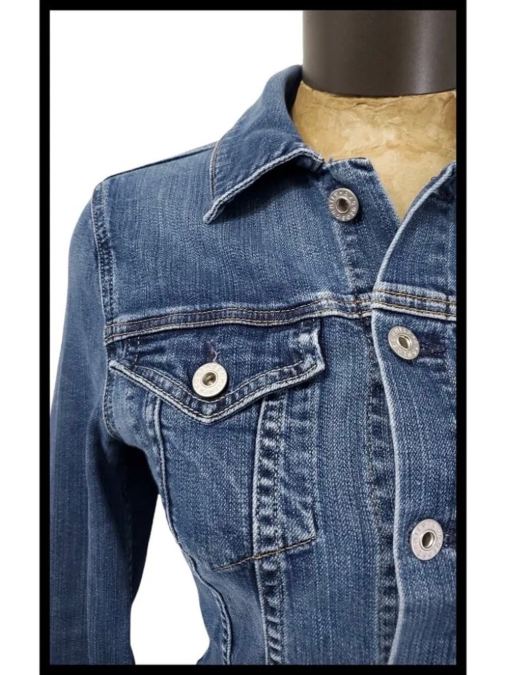 AG Adriano Goldschmied Robyn Denim Jean Jacket Trucker Flap Pocket Blue Small - Picture 4 of 5